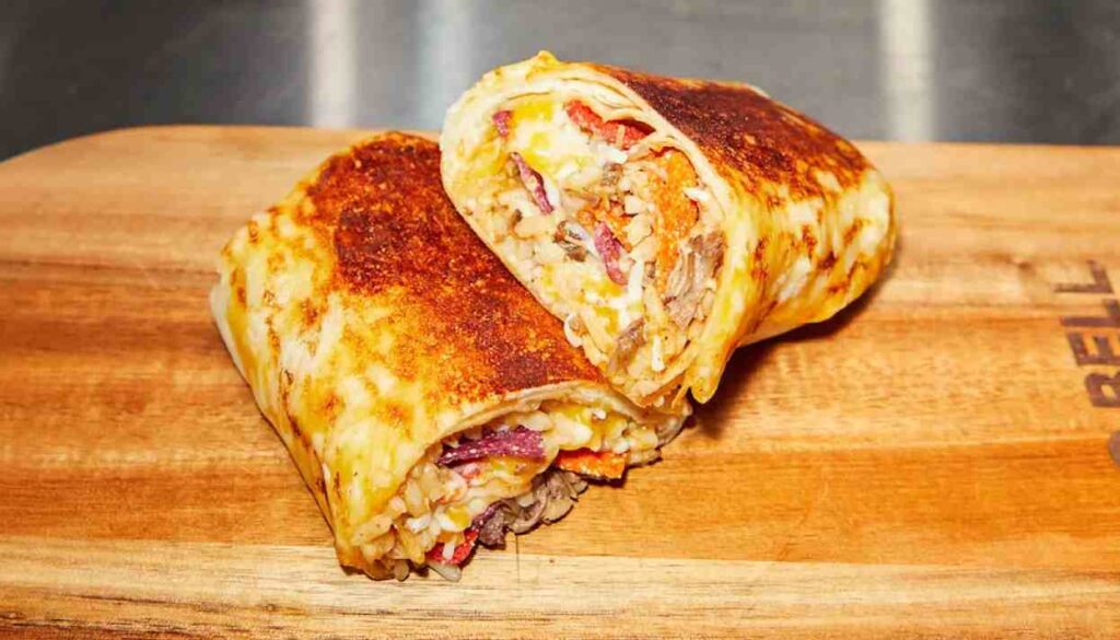 Grilled Cheese Burrito with Shredded Beef